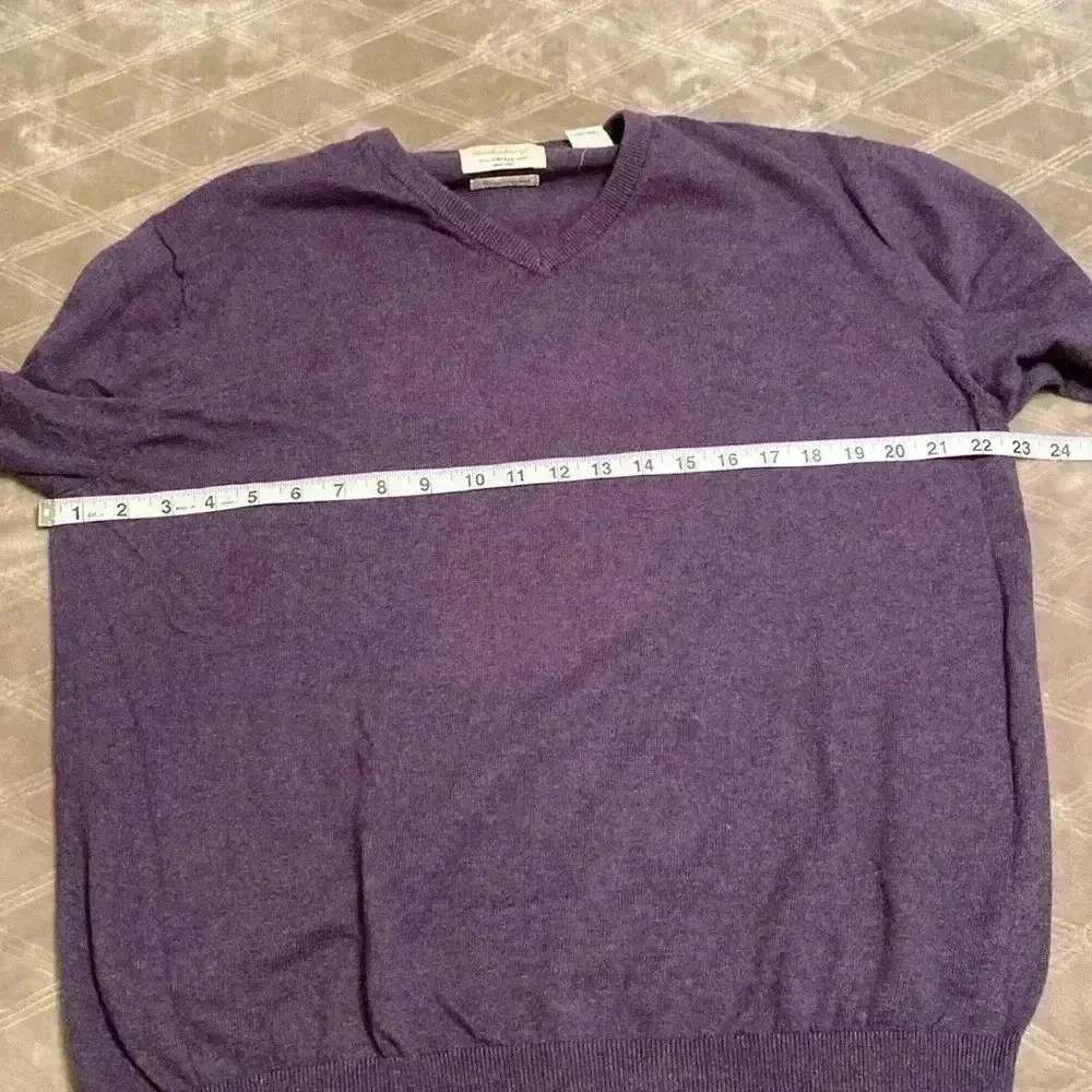 Weatherproof Vintage Mens Cotton Cashmere Plum Colored VNeck Sweater Size Large.
